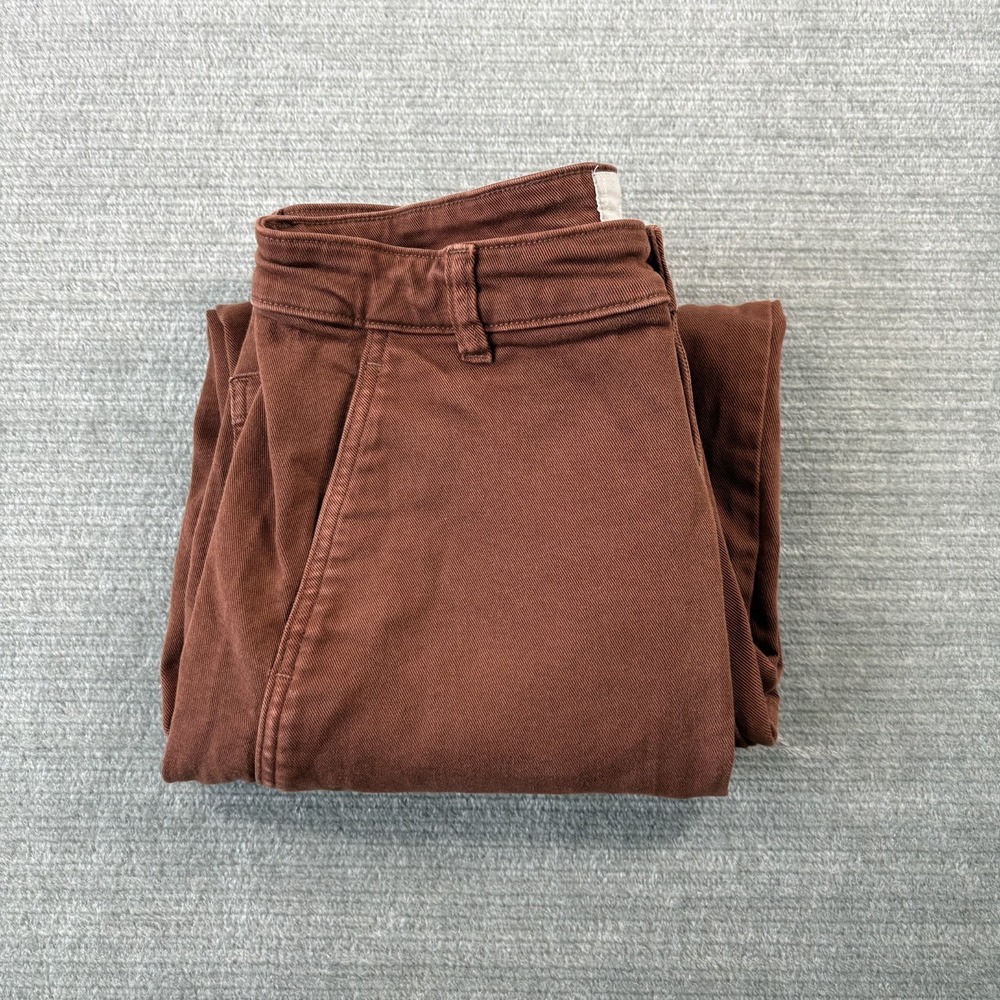 Everlane Pants Women 10 Brown Barrel Leg Utility High Rise Cotton Casual Stretch - Picture 9 of 10
